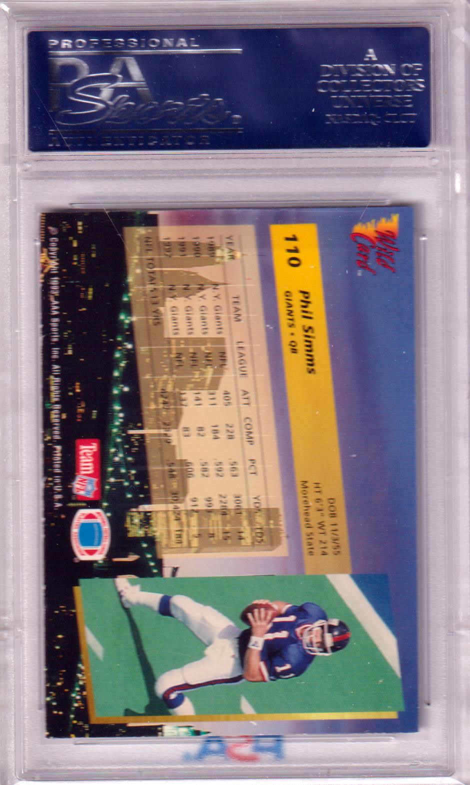 PHIL SIMMS 1993 Wild Card #110 Superchrome PSA 10 Gem Mint - GIANTS POP 3!