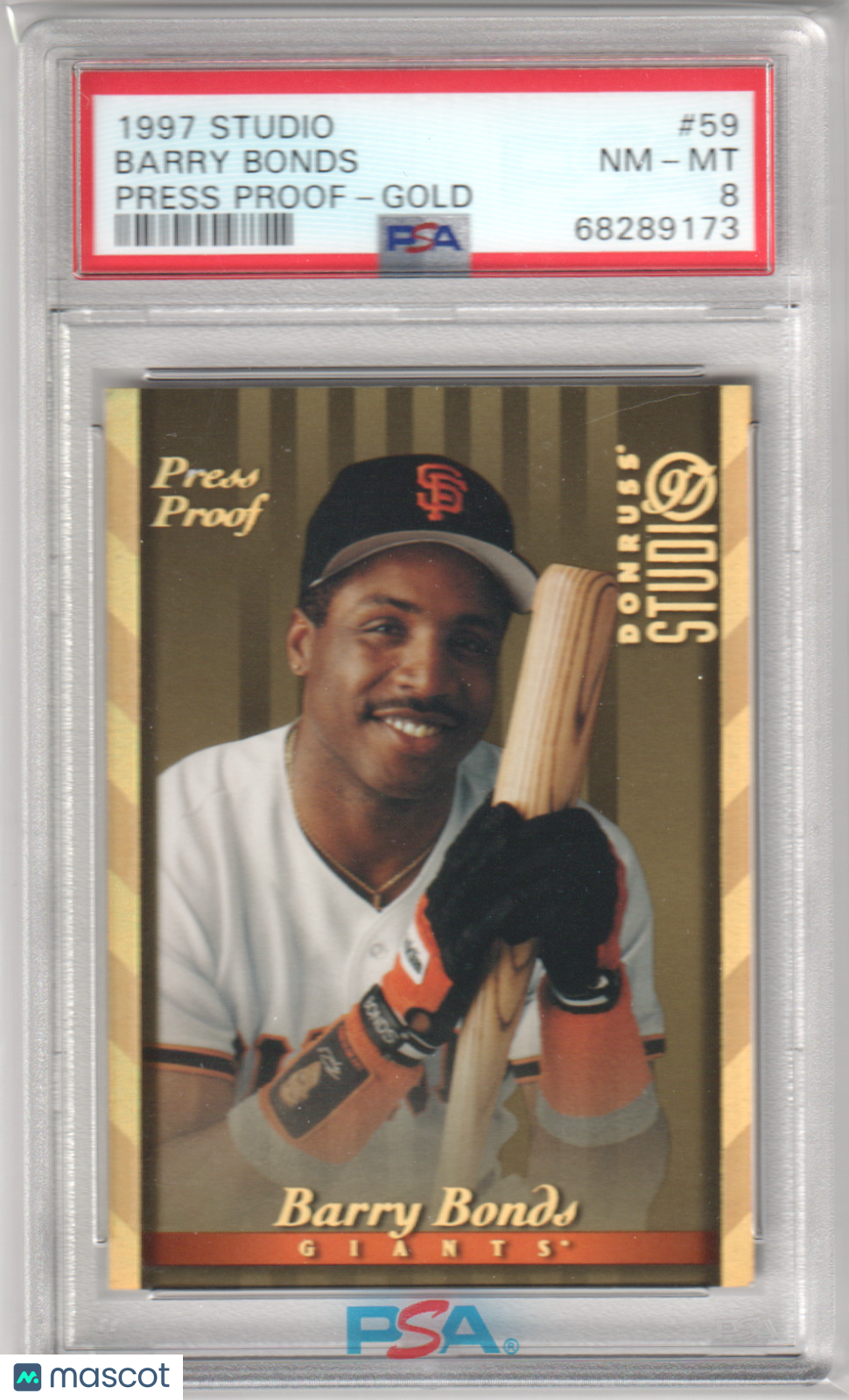 BARRY BONDS 1997 Studio Press Proof #59 Gold PSA 8 NM-MT - GIANTS