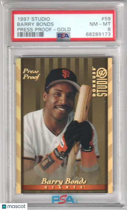 BARRY BONDS 1997 Studio Press Proof #59 Gold PSA 8 NM-MT - GIANTS