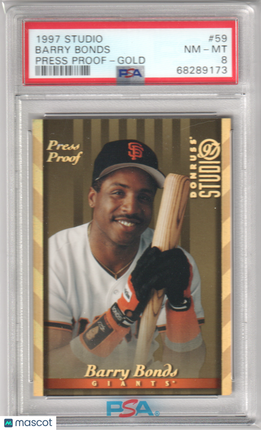 BARRY BONDS 1997 Studio Press Proof #59 Gold PSA 8 NM-MT - GIANTS