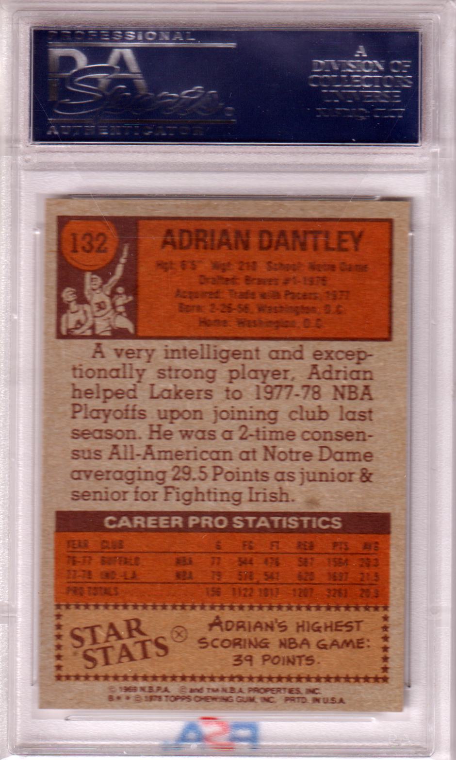 ADRIAN DANTLEY 1978 - 79 Topps #132 PSA 9 MINT - LAKERS - Columbia Hobby - Sports Card Boxes - Toploaders - Card Savers