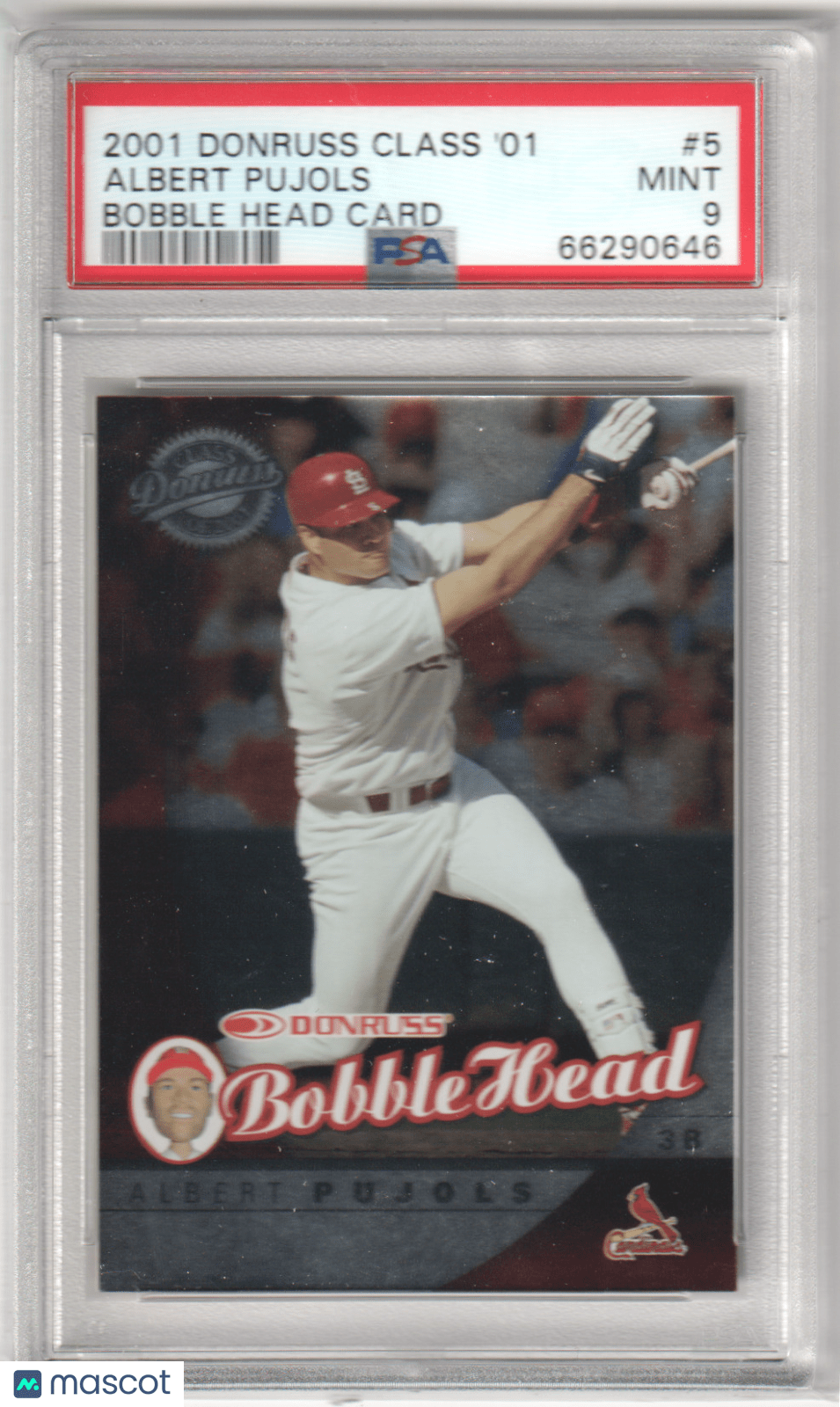 ALBERT PUJOLS 2001 Donruss Class Of '01 Bobble Head Card RC Rookie #5 PSA 9 MINT - Columbia Hobby - Sports Card Boxes - Toploaders - Card Savers