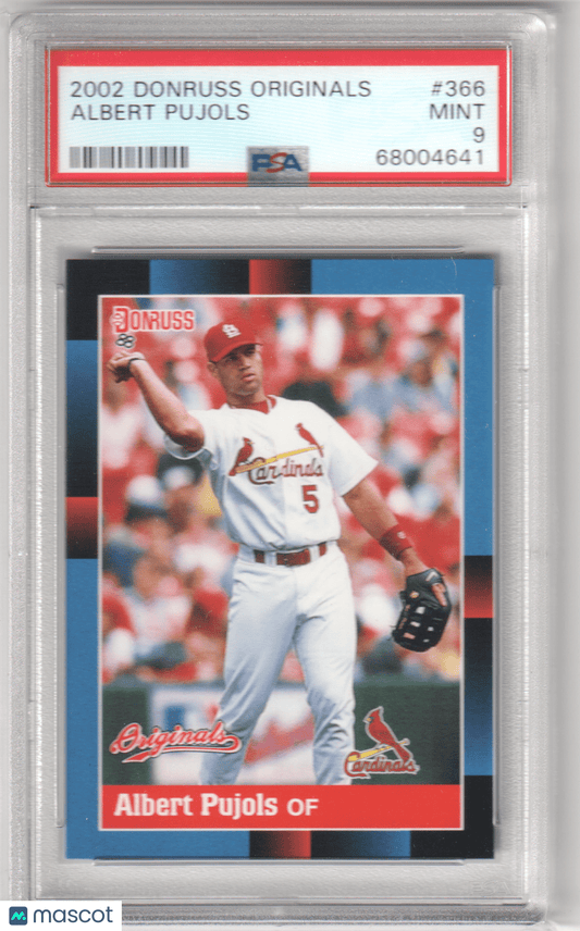 ALBERT PUJOLS 2002 Donruss Originals #366 PSA 9 MINT - CARDINALS Pop 6 - Columbia Hobby - Sports Card Boxes - Toploaders - Card Savers