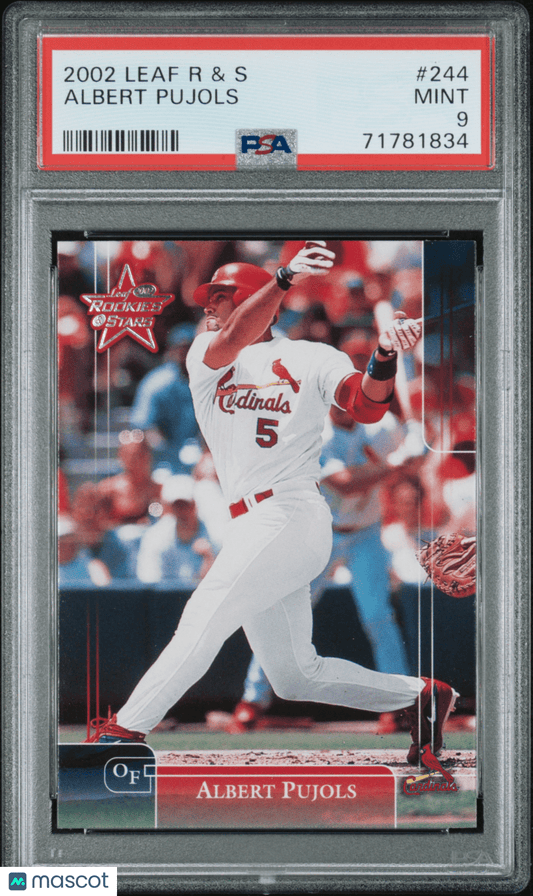ALBERT PUJOLS 2002 Leaf Rookies & Stars #244 PSA 9 MINT - CARDINALS Pop 8 - Columbia Hobby - Sports Card Boxes - Toploaders - Card Savers