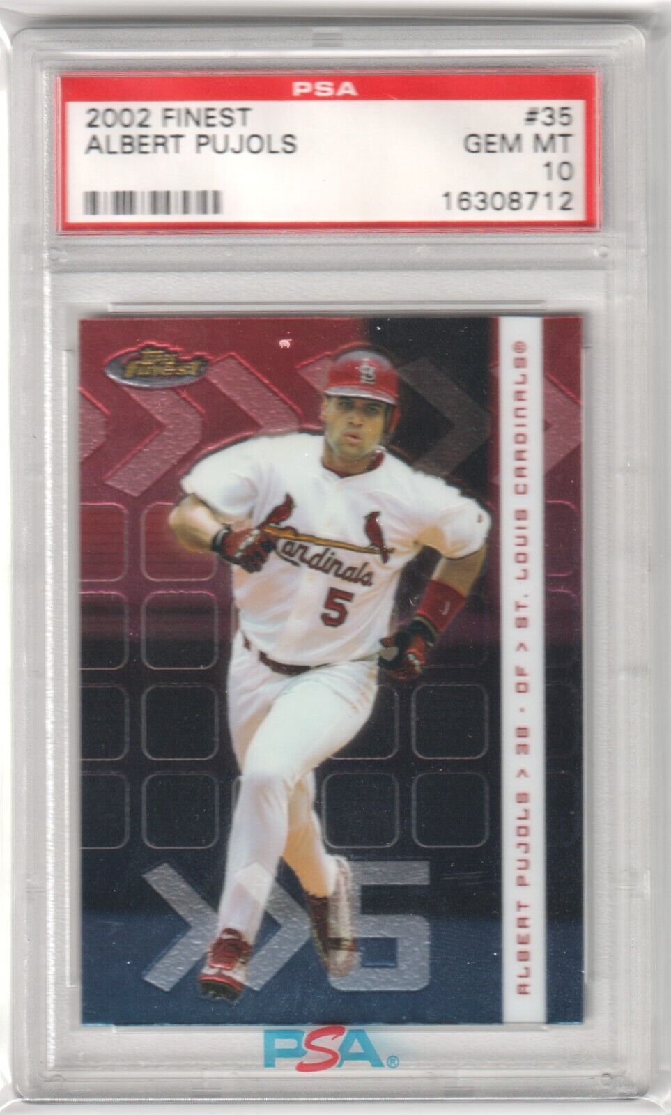 ALBERT PUJOLS 2002 Topps Finest #35 PSA 10 GEM MINT - CARDINALS - Columbia Hobby - Sports Card Boxes - Toploaders - Card Savers