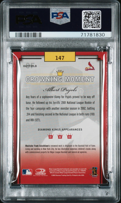 ALBERT PUJOLS 2003 Donruss Diamond Kings #147 Framed Portrait Bronze PSA 10 GEM - Columbia Hobby - Sports Card Boxes - Toploaders - Card Savers