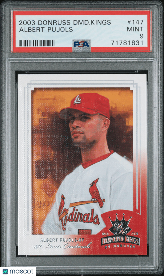 ALBERT PUJOLS 2003 Donruss Diamond Kings #147 PSA 9 MINT - CARDINALS - Columbia Hobby - Sports Card Boxes - Toploaders - Card Savers