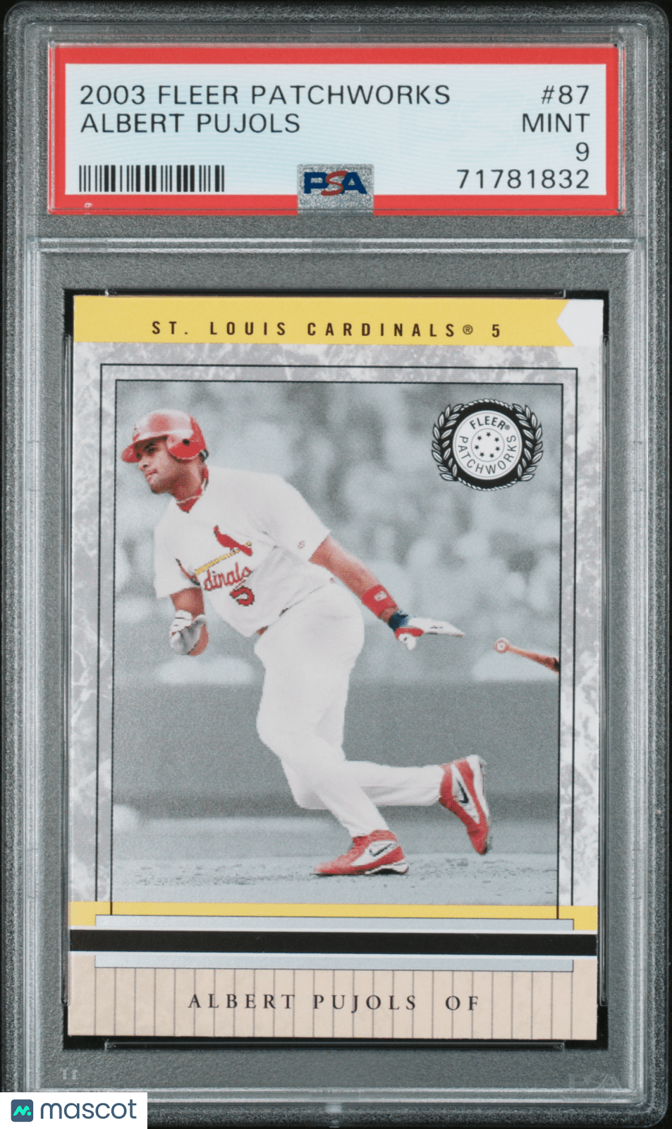 ALBERT PUJOLS 2003 Fleer Patchworks #87 PSA 9 MINT - CARDINALS Pop 7 - Columbia Hobby - Sports Card Boxes - Toploaders - Card Savers