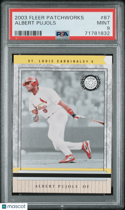 ALBERT PUJOLS 2003 Fleer Patchworks #87 PSA 9 MINT - CARDINALS Pop 7 - Columbia Hobby - Sports Card Boxes - Toploaders - Card Savers