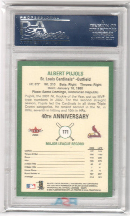 ALBERT PUJOLS 2003 Fleer Tradition #171 PSA 10 GEM MINT - CARDINALS - Columbia Hobby - Sports Card Boxes - Toploaders - Card Savers