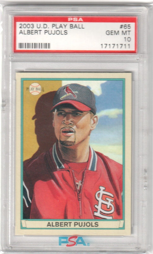ALBERT PUJOLS 2003 Upper Deck Play Ball #65 PSA 10 GEM MINT - CARDINALS - Columbia Hobby - Sports Card Boxes - Toploaders - Card Savers