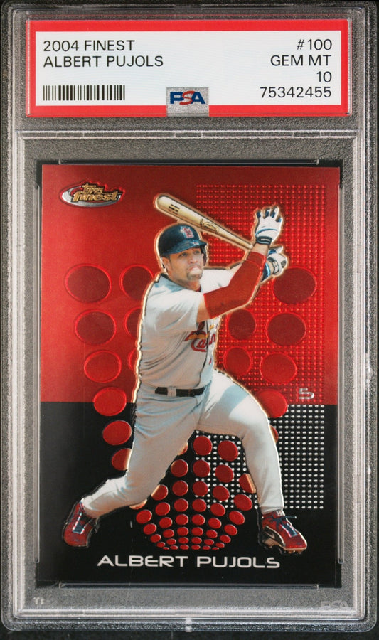ALBERT PUJOLS 2004 Topps Finest #100 PSA 10 GEM MNT - CARDINALS - Columbia Hobby - Sports Card Boxes - Toploaders - Card Savers