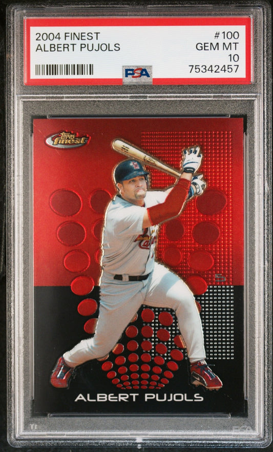 ALBERT PUJOLS 2004 Topps Finest #100 PSA 10 GEM MNT - CARDINALS - Columbia Hobby - Sports Card Boxes - Toploaders - Card Savers