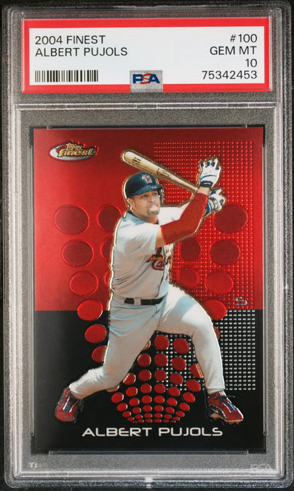 ALBERT PUJOLS 2004 Topps Finest #100 PSA 10 GEM MNT - CARDINALS - Columbia Hobby - Sports Card Boxes - Toploaders - Card Savers