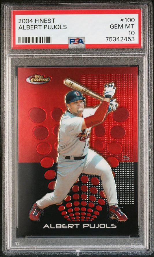 ALBERT PUJOLS 2004 Topps Finest #100 PSA 10 GEM MNT - CARDINALS - Columbia Hobby - Sports Card Boxes - Toploaders - Card Savers