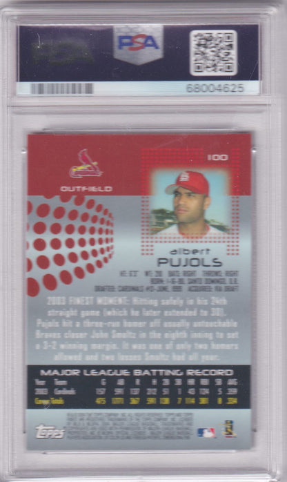 ALBERT PUJOLS 2004 Topps Finest #100 PSA 10 GEM MNT - CARDINALS - Columbia Hobby - Sports Card Boxes - Toploaders - Card Savers