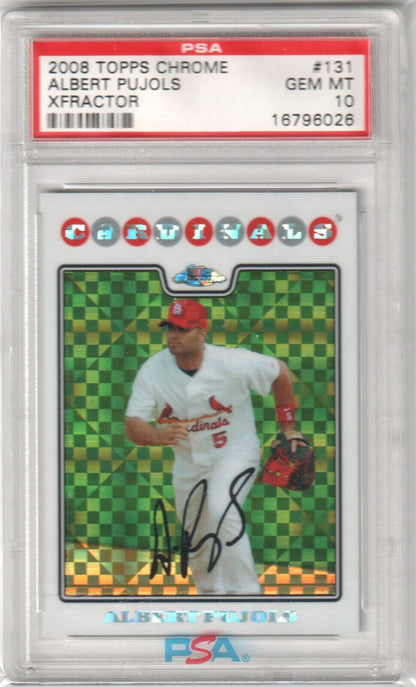 ALBERT PUJOLS 2008 Topps Chrome Xfractor #131 PSA 10 GEM MINT - CARDINALS - Columbia Hobby - Sports Card Boxes - Toploaders - Card Savers