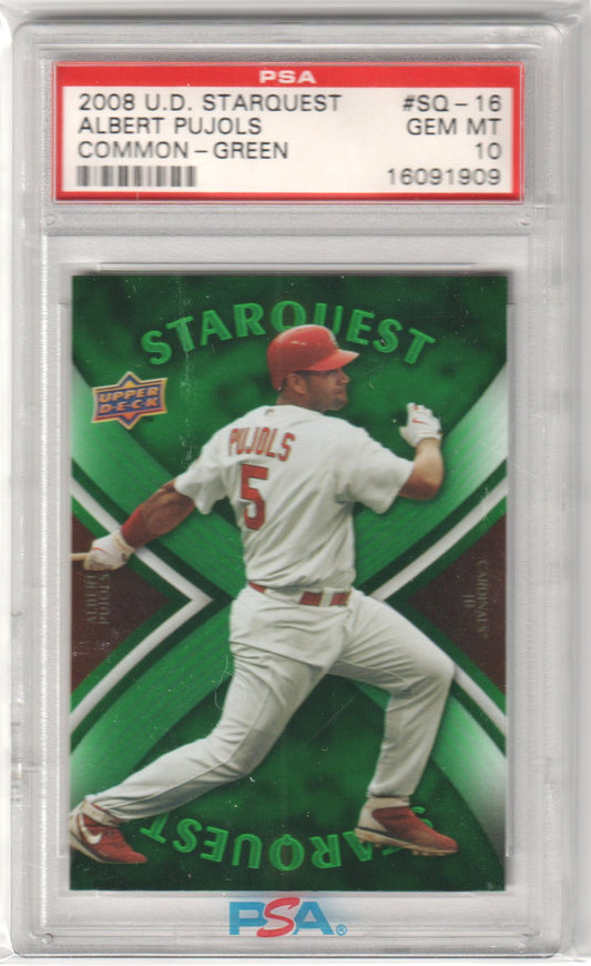ALBERT PUJOLS 2008 Upper Deck First Edition Starquest #SQ - 16 PSA 10 GEM MINT - Columbia Hobby - Sports Card Boxes - Toploaders - Card Savers