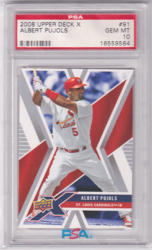 ALBERT PUJOLS 2008 Upper Deck X #91 PSA 10 GEM MINT - CARDINALS - Columbia Hobby - Sports Card Boxes - Toploaders - Card Savers