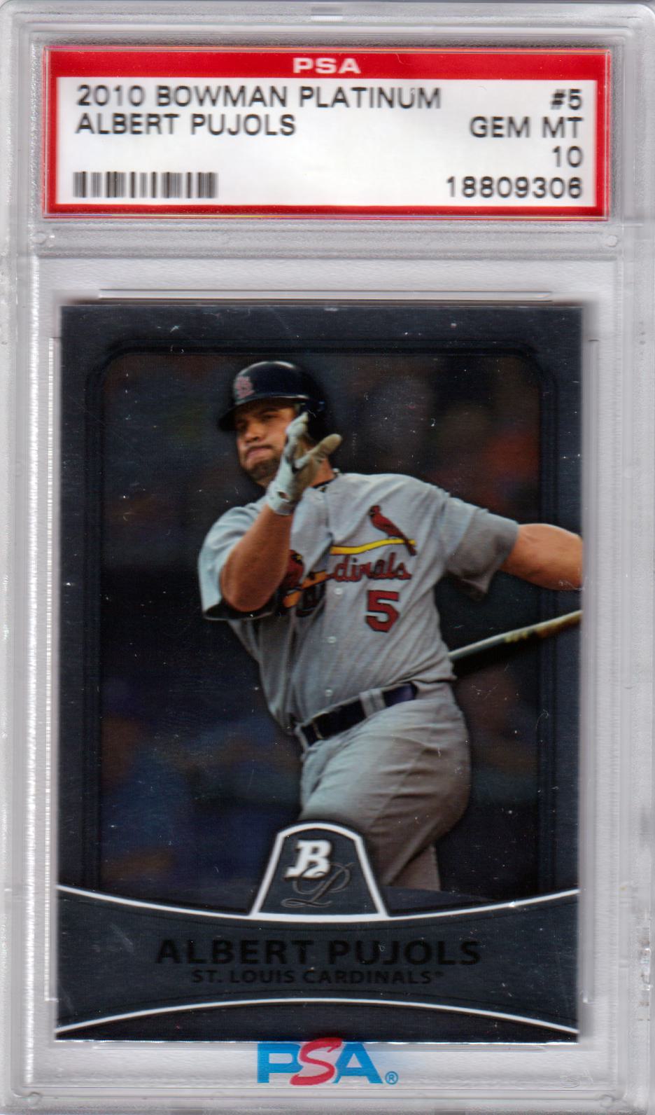 ALBERT PUJOLS 2010 Bowman Platinum #5 PSA 10 GEM MINT - CARDINALS Pop 16 - Columbia Hobby - Sports Card Boxes - Toploaders - Card Savers