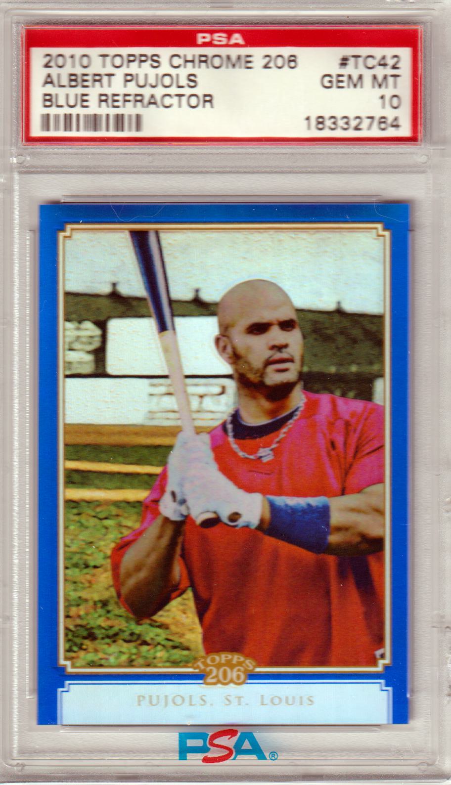 ALBERT PUJOLS 2010 Topps Chrome 206 #TC42 Blue Refractor PSA 10 GEM MINT POP 2 - Columbia Hobby - Sports Card Boxes - Toploaders - Card Savers