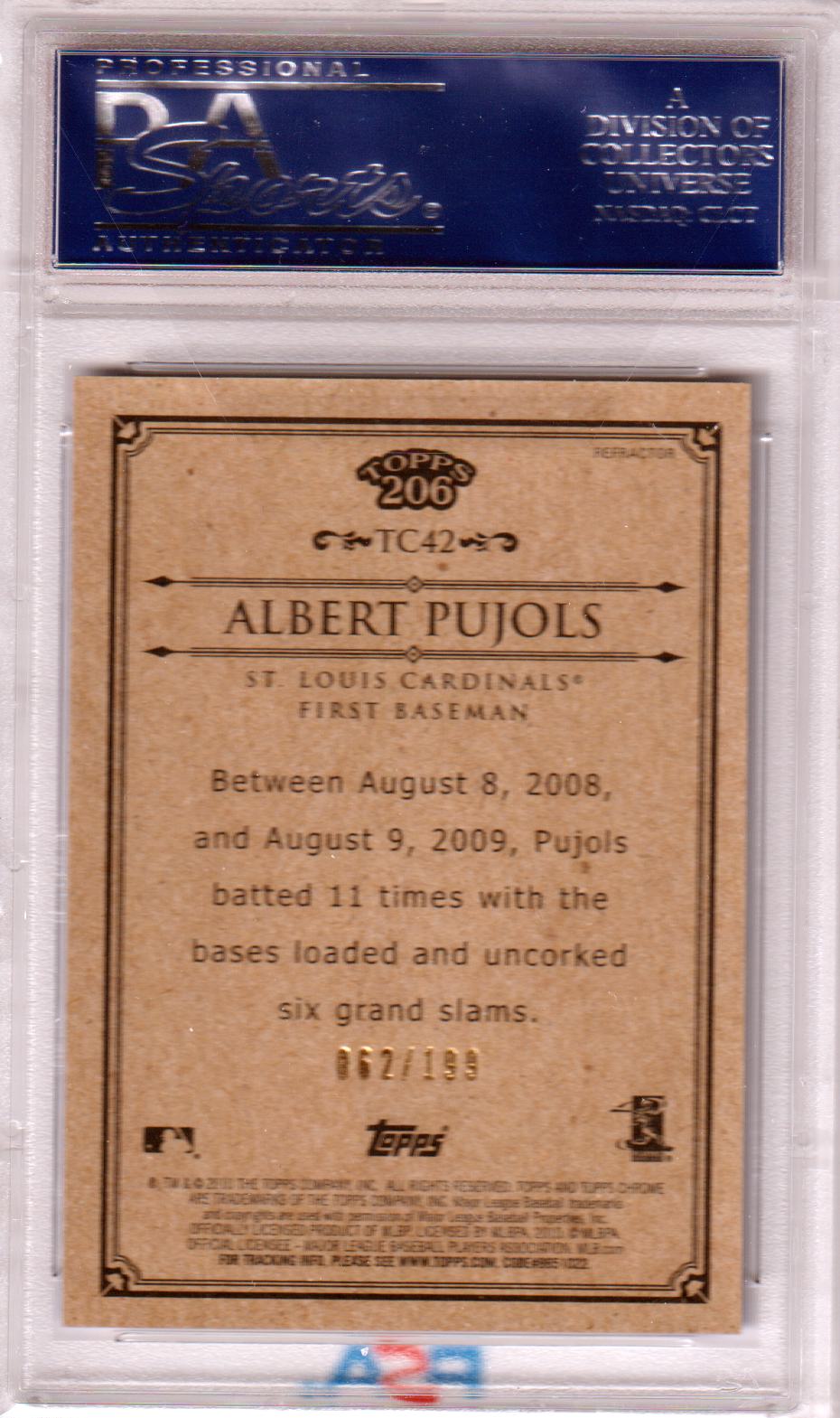 ALBERT PUJOLS 2010 Topps Chrome 206 #TC42 Blue Refractor PSA 10 GEM MINT POP 2 - Columbia Hobby - Sports Card Boxes - Toploaders - Card Savers