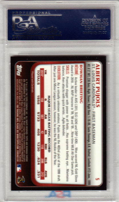 ALBERT PUJOLS 2011 Bowman Chrome #5 Refractor PSA 10 GEM MINT - CARDINALS Pop 5 - Columbia Hobby - Sports Card Boxes - Toploaders - Card Savers