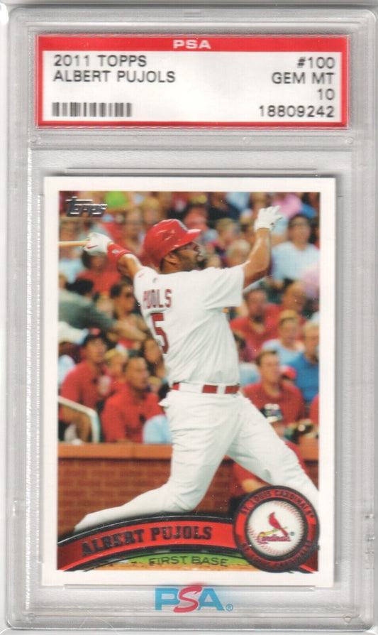 ALBERT PUJOLS 2011 Topps #100 PSA 10 GEM MINT - CARDINALS - Columbia Hobby - Sports Card Boxes - Toploaders - Card Savers