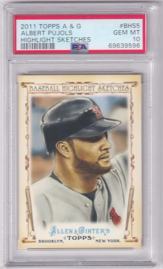 ALBERT PUJOLS 2011 Topps Allen & Ginter Highlight Sketches BHS5 PSA 10 GEM Pop - Columbia Hobby - Sports Card Boxes - Toploaders - Card Savers