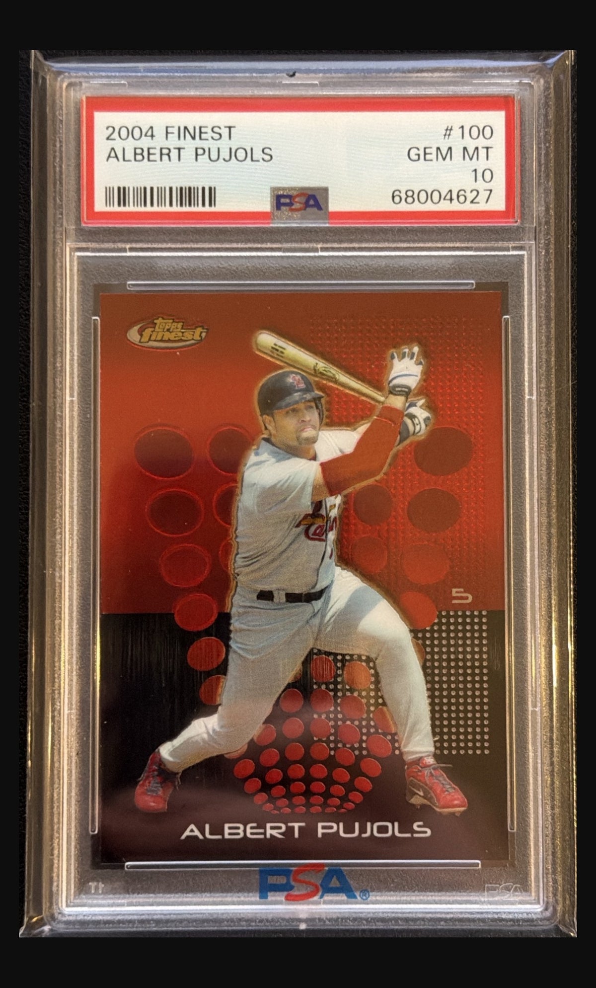 2004 Topps Finest Albert Pujols #100 graded PSA 10 trading card - front
