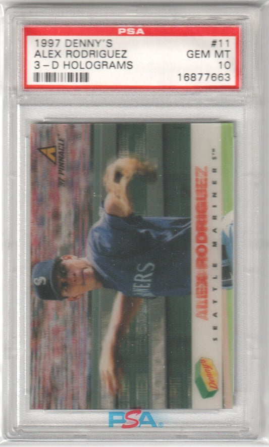ALEX RODRIGUEZ 1997 Pinnacle Denny's 3 - D Holograms #11 PSA 10 GEM MINT MARINERS - Columbia Hobby - Sports Card Boxes - Toploaders - Card Savers