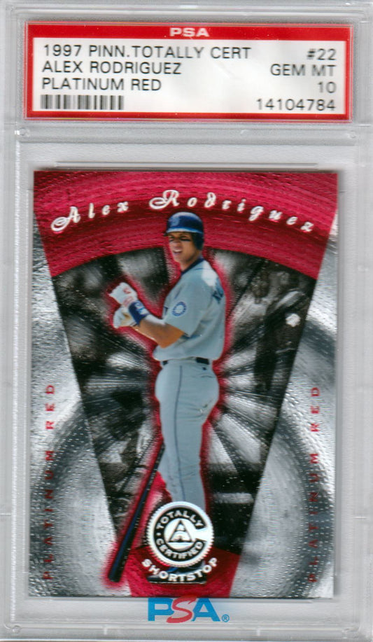 ALEX RODRIGUEZ 1997 Pinnacle Totally Certified #22 Platinum Red PSA 10 /3999 - Columbia Hobby - Sports Card Boxes - Toploaders - Card Savers