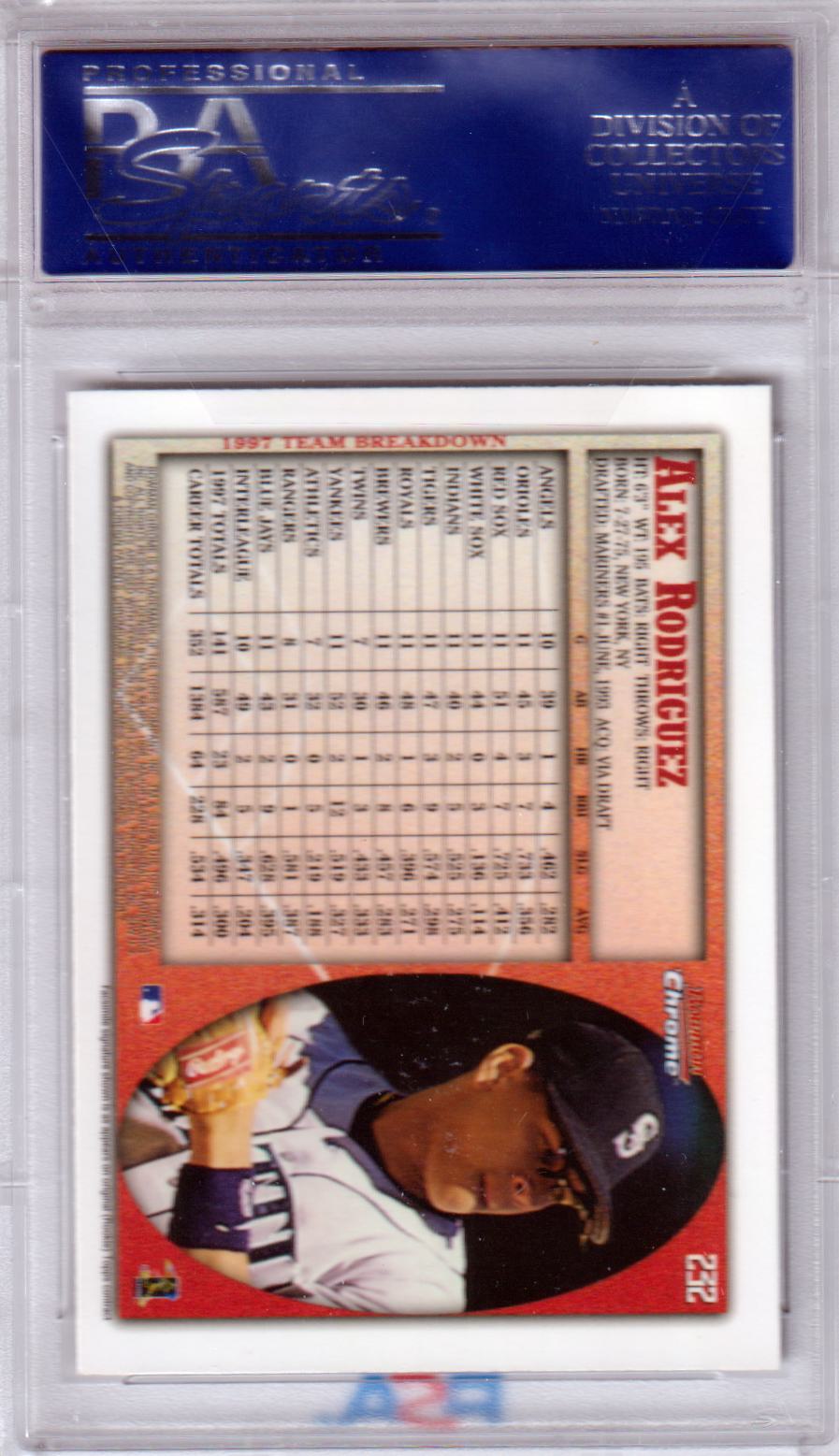 ALEX RODRIGUEZ 1998 Bowman Chrome #232 PSA 10 GEM MINT - MARINERS - Columbia Hobby - Sports Card Boxes - Toploaders - Card Savers