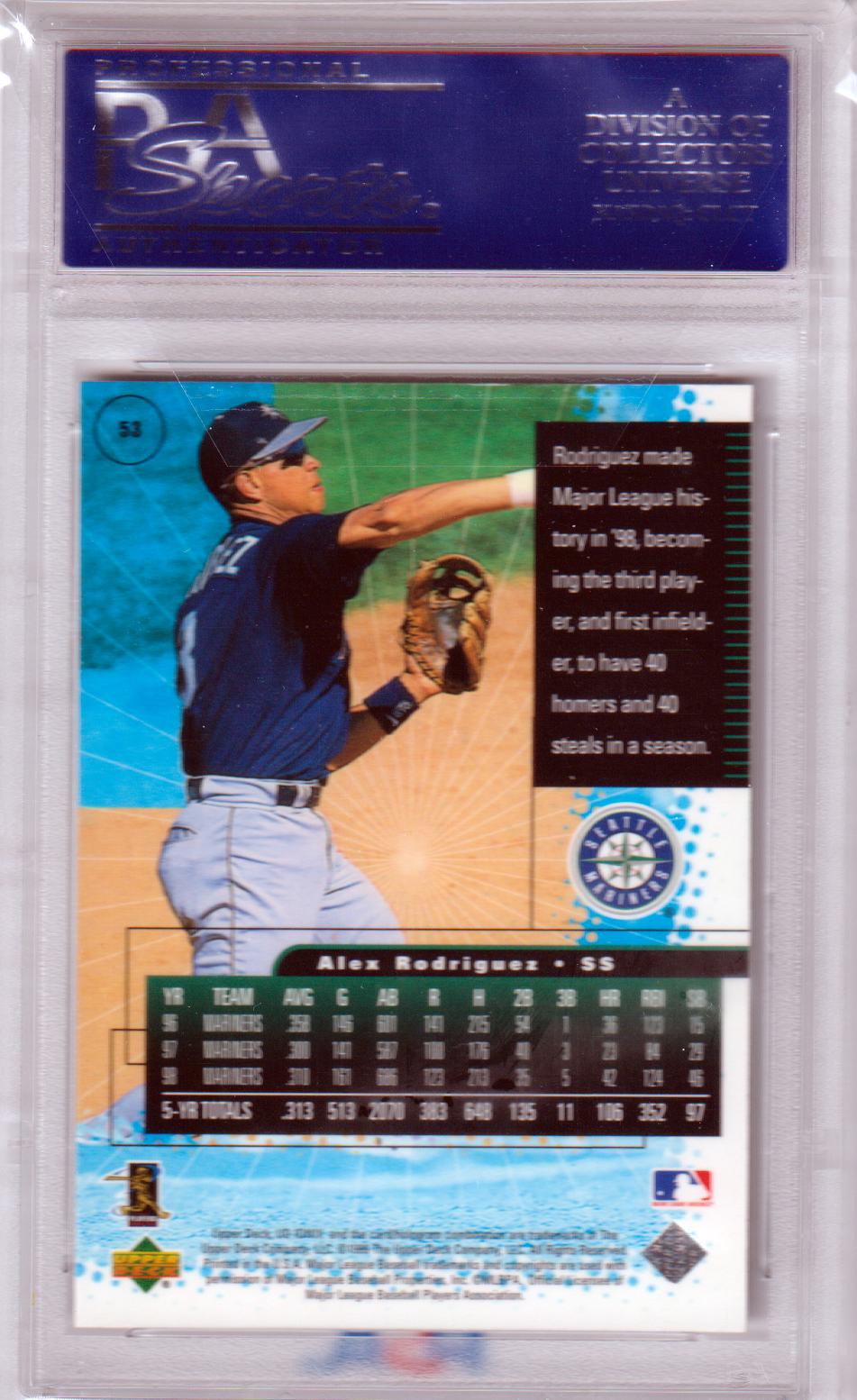 ALEX RODRIGUEZ 1999 Upper Deck Ionix #53 PSA 10 GEM MINT - MARINERS - Columbia Hobby - Sports Card Boxes - Toploaders - Card Savers