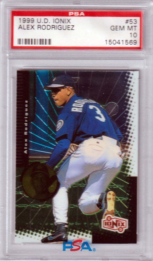 ALEX RODRIGUEZ 1999 Upper Deck Ionix #53 PSA 10 GEM MINT - MARINERS - Columbia Hobby - Sports Card Boxes - Toploaders - Card Savers