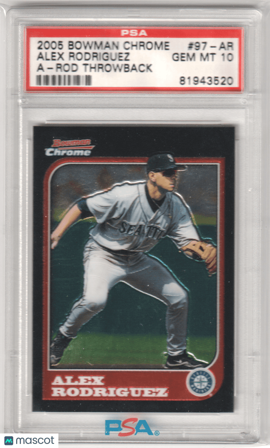 ALEX RODRIGUEZ 2005 Bowman Chrome A - Rod Throwback 97 - AR PSA 10 GEM MINT - Columbia Hobby - Sports Card Boxes - Toploaders - Card Savers