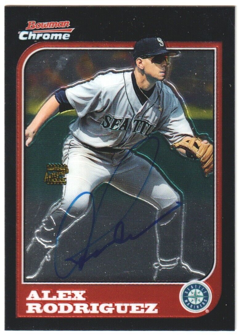 ALEX RODRIGUEZ 2006 Bowman Chrome Autograph Auto #/99 - MARINERS - Columbia Hobby - Sports Card Boxes - Toploaders - Card Savers