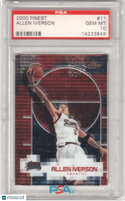 ALLEN IVERSON 2000 Topps Finest 11 PSA 10 GEM MINT - 76ERS - Columbia Hobby - Sports Card Boxes - Toploaders - Card Savers