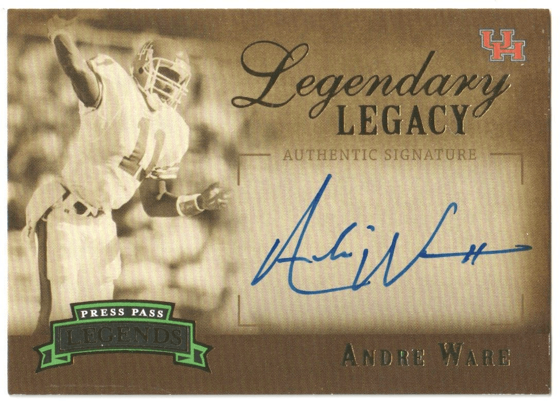 ANDRE WARE 2007 Press Pass Legends Legacy Gold Autograph Auto #/400 - Columbia Hobby - Sports Card Boxes - Toploaders - Card Savers