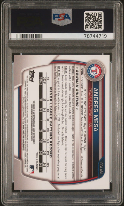 ANDRES MESA 2023 Bowman Chrome 1st Green Shimmer Autograph CPAAM PSA 10 GEM - Columbia Hobby - Sports Card Boxes - Toploaders - Card Savers