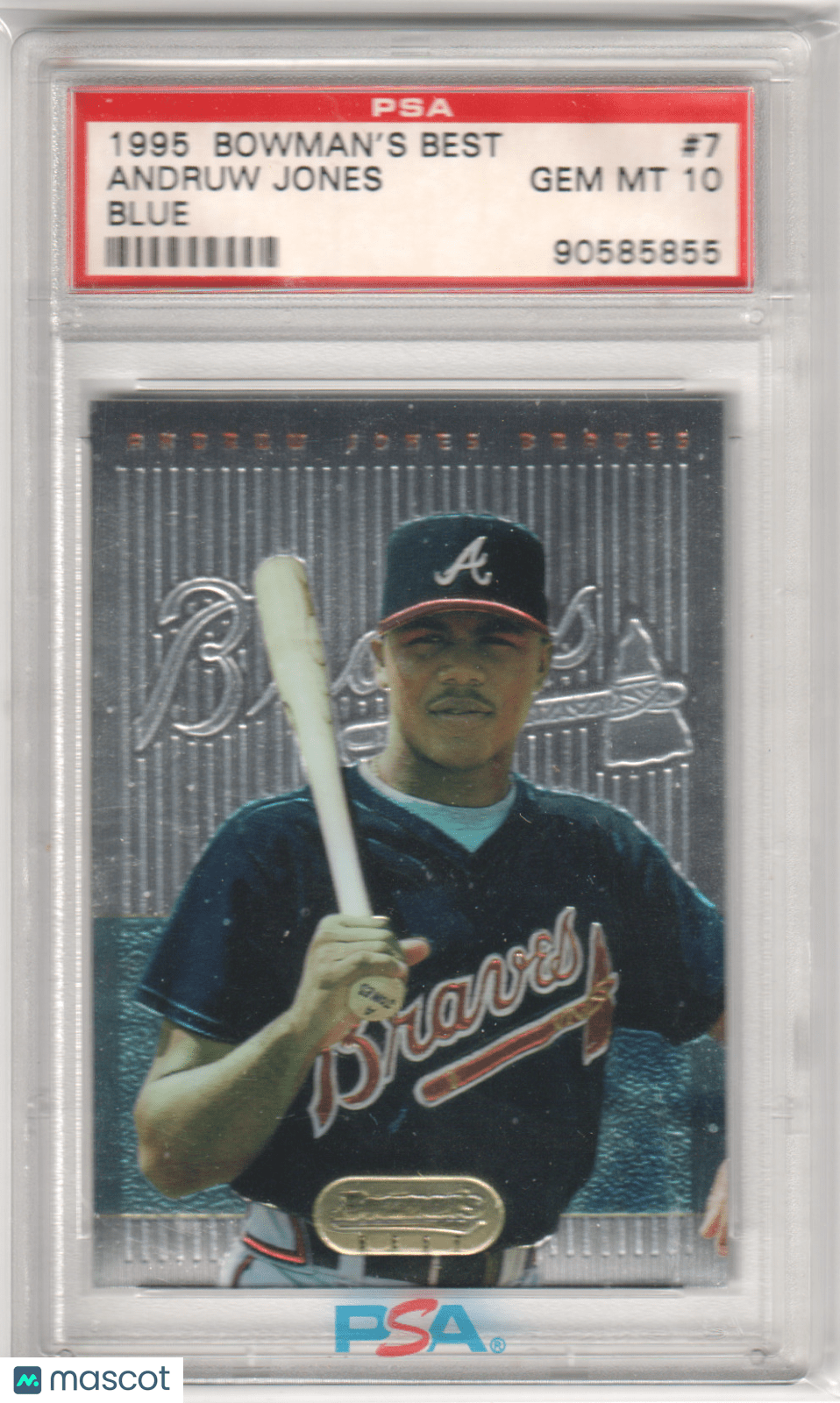 ANDRUW JONES 1995 Bowman's Best Blue RC Rookie 7 PSA 10 GEM MINT - BRAVES - Columbia Hobby - Sports Card Boxes - Toploaders - Card Savers