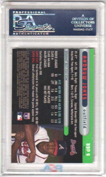 ANDRUW JONES 1996 Bowmans Best Preview BBP9 Refractor PSA 10 GEM MINT - Pop 5 - Columbia Hobby - Sports Card Boxes - Toploaders - Card Savers