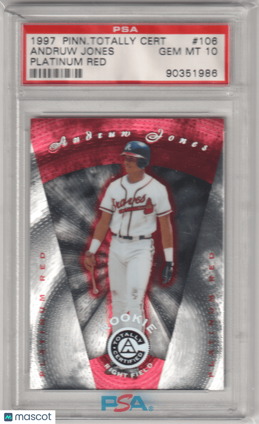 ANDRUW JONES 1997 Pinnacle Totally Certified Platinum Red PSA 10 GEM MINT Pop 5 - Columbia Hobby - Sports Card Boxes - Toploaders - Card Savers