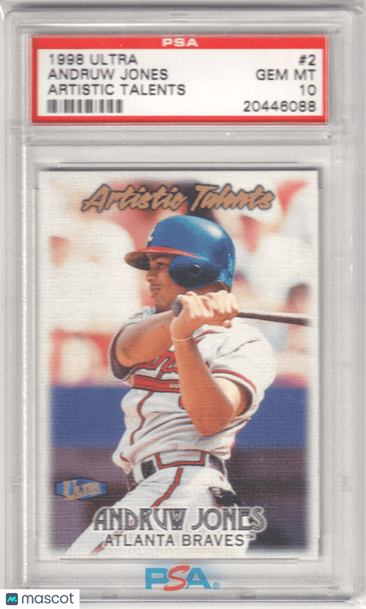 ANDRUW JONES 1998 Fleer Ultra Artistic Talents 2 PSA 10 GEM MINT BRAVES Pop 1 - Columbia Hobby - Sports Card Boxes - Toploaders - Card Savers
