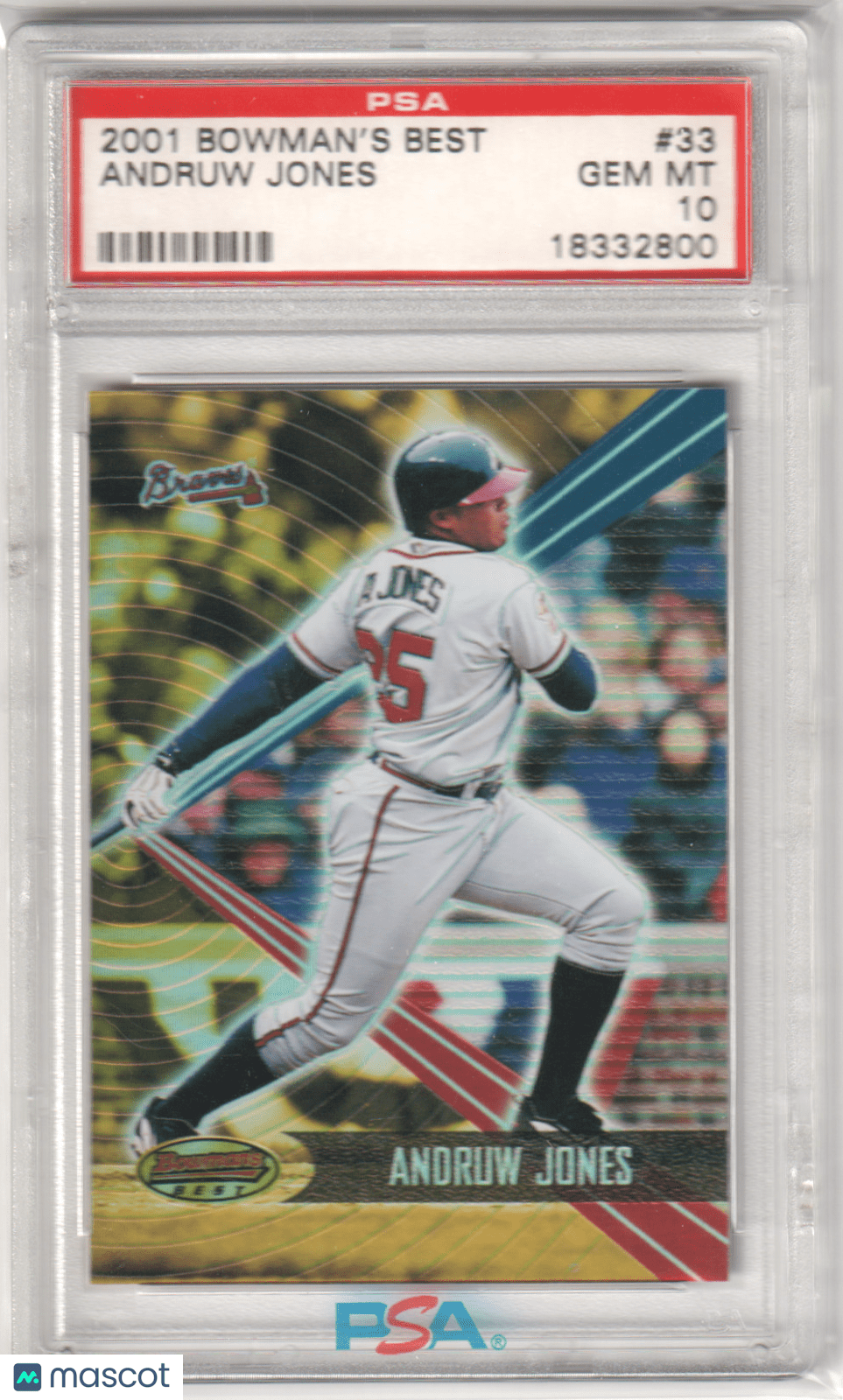 ANDRUW JONES 2001 Bowman's Best 33 PSA 10 GEM MINT - BRAVES Pop 1 - Columbia Hobby - Sports Card Boxes - Toploaders - Card Savers