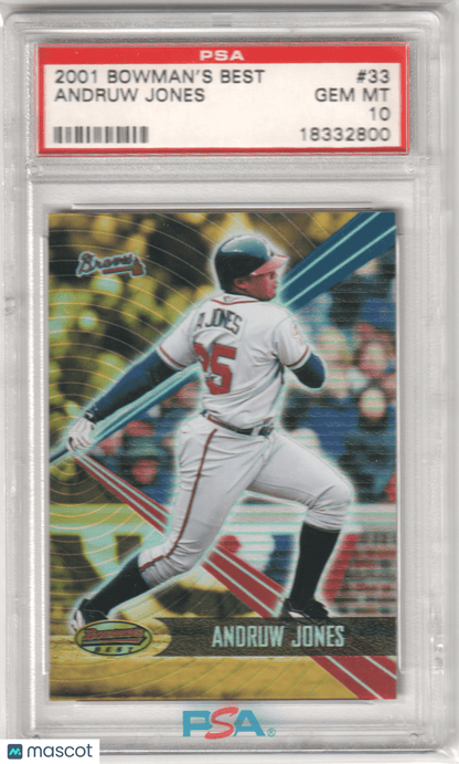 ANDRUW JONES 2001 Bowman's Best 33 PSA 10 GEM MINT - BRAVES Pop 1 - Columbia Hobby - Sports Card Boxes - Toploaders - Card Savers