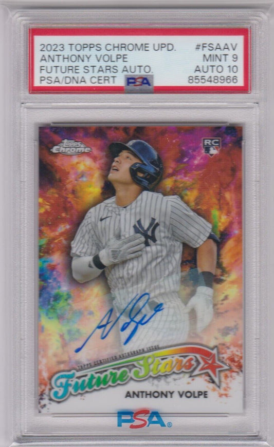 ANTHONY VOLPE 2023 Topps Chrome Update RC Rookie Autograph Auto PSA 9 10 MINT - Columbia Hobby - Sports Card Boxes - Toploaders - Card Savers