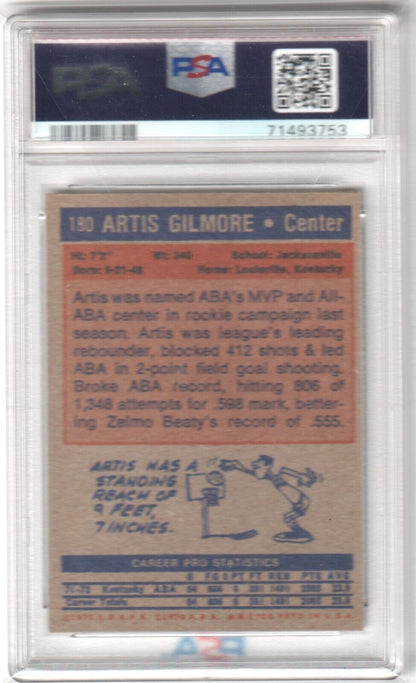 ARTIS GILMORE 1972 - 73 Topps RC Rookie HOF #180 PSA 7 NM - COLONELS - Columbia Hobby - Sports Card Boxes - Toploaders - Card Savers