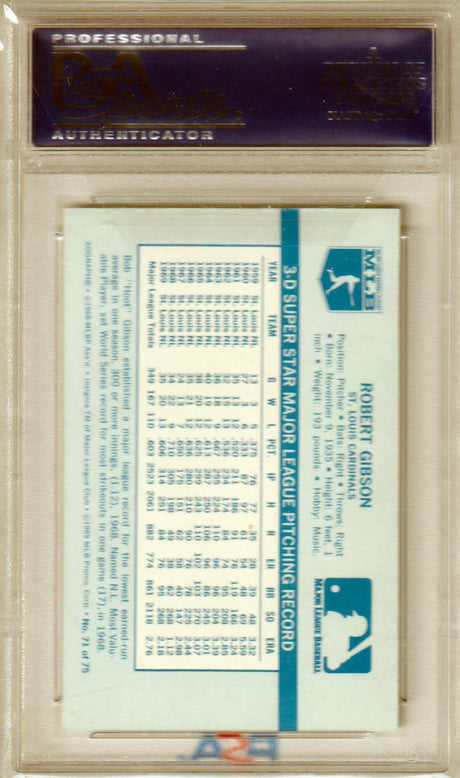 BOB GIBSON 1970 Kellogg's #71 1959 Ip 76 ERROR PSA 8 NM-MT - CARDINALS