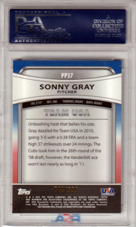 SONNY GRAY 2010 Bowman Platinum RC Rookie #PP37 Refractor PSA 10 GEM MINT Pop 1